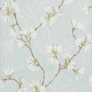 Jane Churchill - Rousseau - Atmosphere VI Wallpapers - Snow Flower Wallpaper - J183W-03 Aqua/Lime