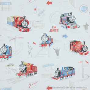 Jane Churchill - Nursery Tales - Scenic Thomas - J122W-02 Pale Blue