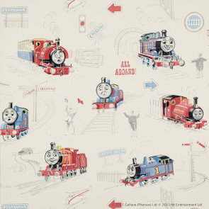 Jane Churchill - Nursery Tales - Scenic Thomas - J122W-04 Vintage Red/Blue