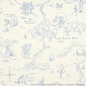 Jane Churchill - Nursery Tales - One Hundred Acre Wood Map - J129W-03 Blue