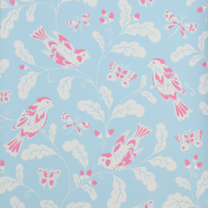 Jane Churchill - Brightwood - Songbird - J139W-04 Aqua/Pink